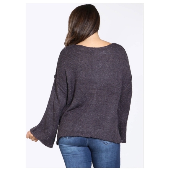 NIGHT FALL Plus Size Charcoal Vneck - Picture 3 of 5